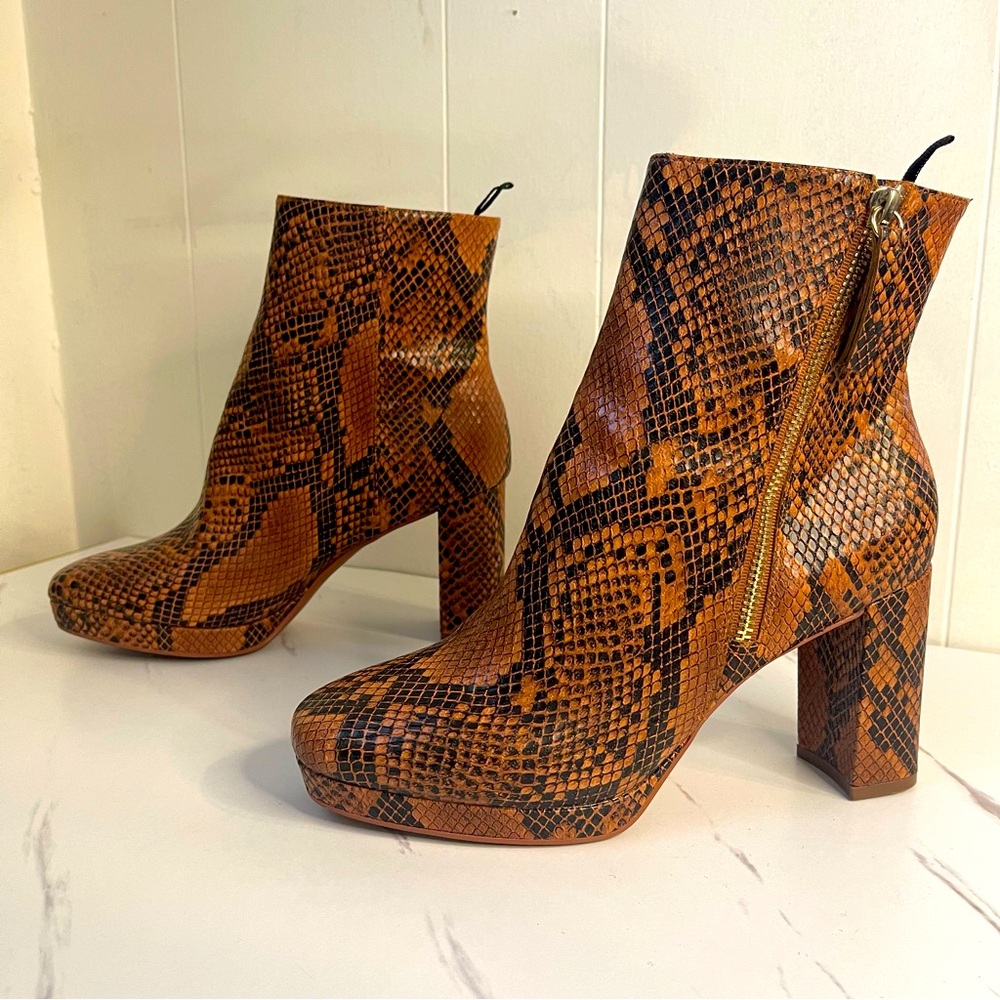 H&M Brown Snake Print Ankle Boots
